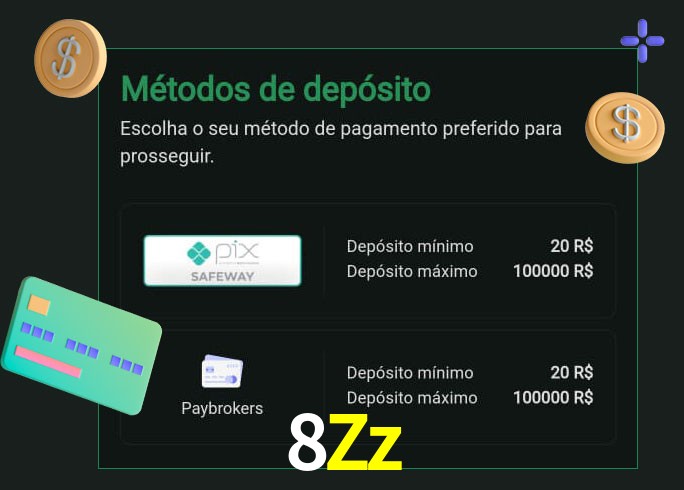 O cassino 8Zz oferece uma grande variedade de métodos de pagamento